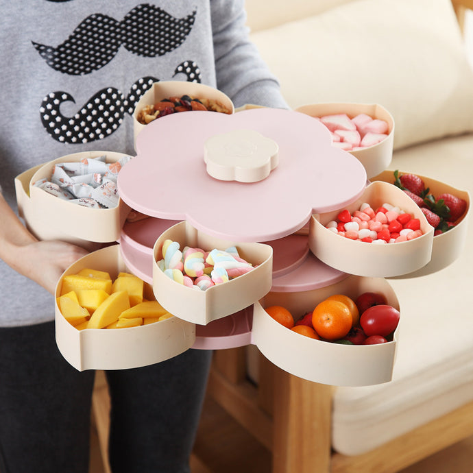 Petal-Shape Rotating Snack Box Candy Tray