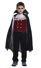 Load image into Gallery viewer, New fashion Children&#39;s Boys Girls Halloween Cosplay Costume Long Sleeve Top + Pants + Cloak Vampire Performance Costume 3pcs/set