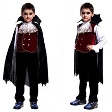 Load image into Gallery viewer, New fashion Children&#39;s Boys Girls Halloween Cosplay Costume Long Sleeve Top + Pants + Cloak Vampire Performance Costume 3pcs/set